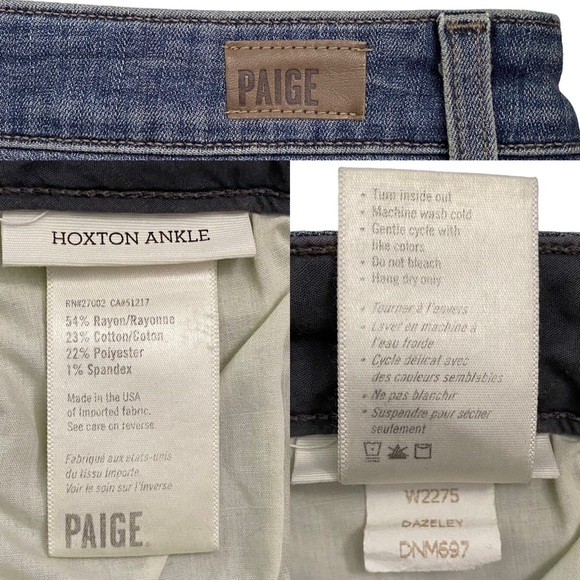 Paige Hoxton Ankle High Rise Cropped Medium Blue Wash Jeans Stretch 27 - Picture 4 of 16
